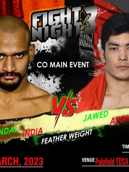 The co-main event poster for Edukondal Rao's international fight against an opponent from Afghanistan at WFC 3.
