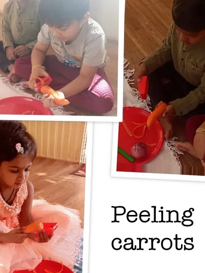 Children engaged in making Monaco canapés, a fun activity involving peeling, grating, mixing, and assembling their own savory snacks.