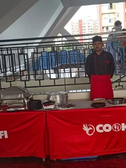 A live chaat counter ready for action at a birthday party, providing interactive and delicious entertainment for guests.