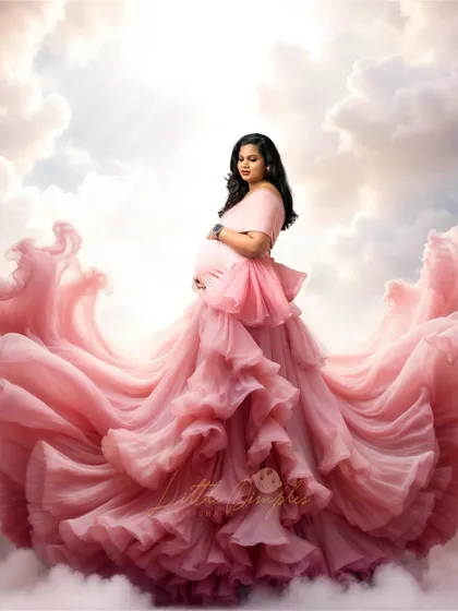Floating on a cloud of pink tulle. This is a perfect example of how we can use my collection of gowns and creative edits to make you feel like you're in a fairytale.