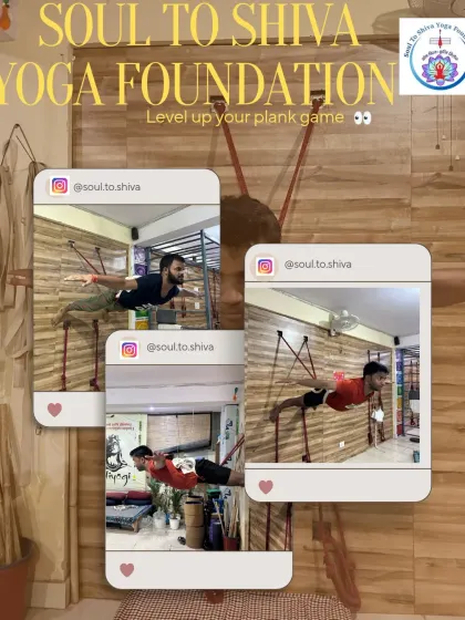 Level up your plank game with us. This graphic shows the incredible core strength our students build, holding advanced plank variations with the help of wall ropes.