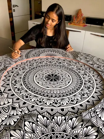 A work in process capture of my new favorite layered mandala. The final look is even more stunning.