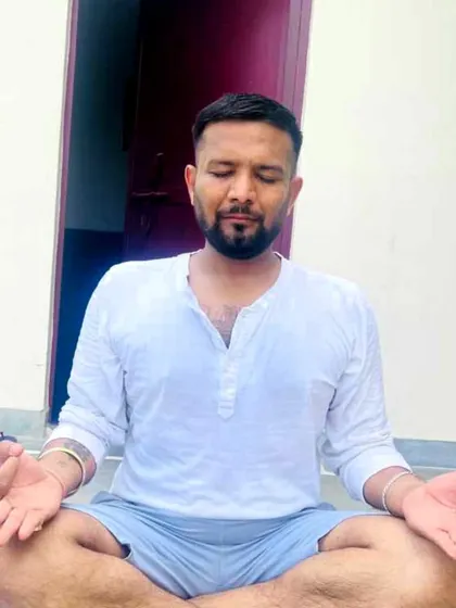 Starting a personal session with a simple seated meditation. This helps to center the mind and prepare the body for the asana practice ahead.