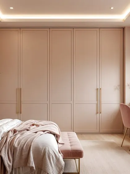This render focuses on the integration of the wardrobe and vanity in the Sakura-themed bedroom. It helps visualize how the flow and function of the space will work in real life.