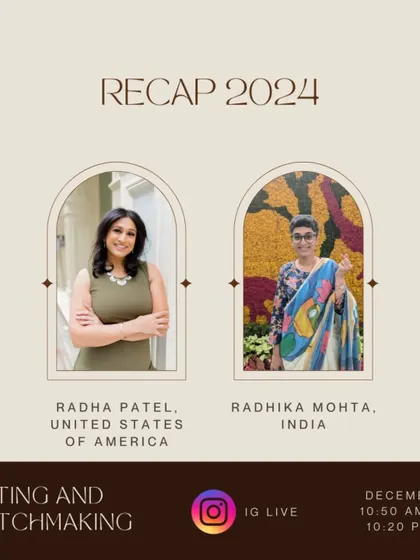 A graphic from my IG Live with Radha Patel of Single to Shaadi, where we recapped the year in dating and matchmaking. We bring together perspectives from both the US and India to discuss the universal search for love.