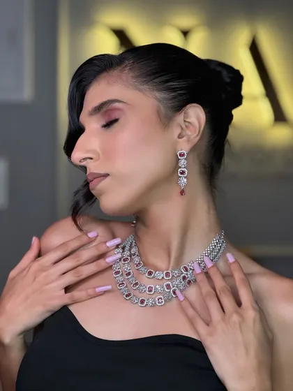 A side profile of the Kim K inspired look. Notice the clean lines, the perfectly blended eyeshadow, and the flawless contouring that defines the face.