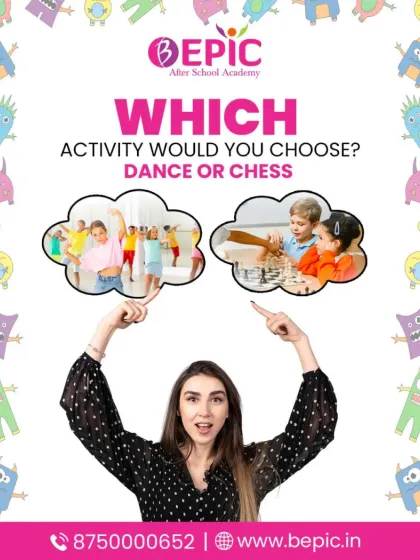 Whether your child is interested in the strategic thinking of chess or the creative expression of dance, we offer both. This graphic highlights the choice and variety available at our academy.