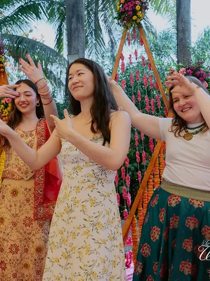 It's wonderful to see guests from all over the world embracing Indian traditions and joining in the dance at a Haldi celebration.