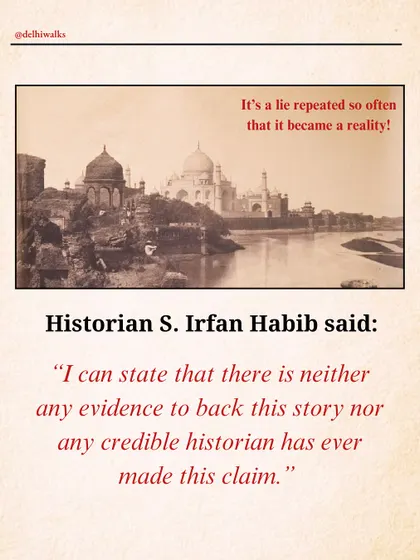 Historians have found no credible evidence to back the story of the workers' hands being chopped off. It's a powerful legend, but one that is likely untrue.