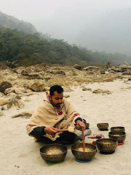 At Sound Meditation India, my approach goes beyond just sound. I integrate physical practices like yoga and Kalari to prepare the body for meditation, creating a holistic environment where mind and body can align.