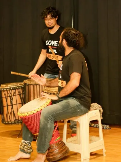 A glimpse of our student ensemble. For those who want to go beyond playing and learn to lead, our 'Find Your Inner Rhythm' facilitator course is the next step.