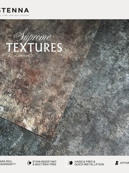 These supreme textures in deep, earthy tones are designed to add a rich and dramatic feel to your space. The tactile quality of these wallpapers provides a level of sophistication that paint cannot replicate.