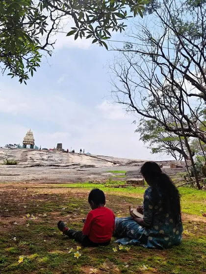 A quiet moment of art and family at Lalbagh, sitting with my son while I sketch.