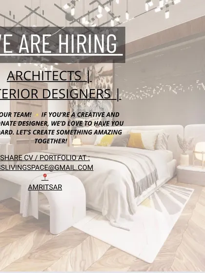This posting for Living Space in Amritsar is for architects or interior designers, showcasing opportunities in the Punjab region.