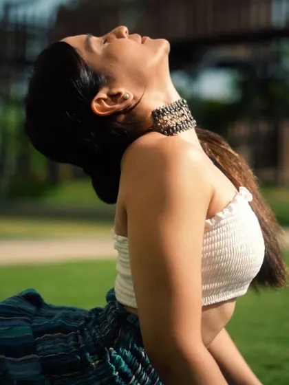 A close-up shot capturing a moment of divine intervention and gratitude during my practice.