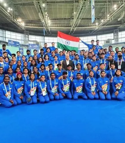 The victorious Team India at the BIMSTEC Aquatics Championship.