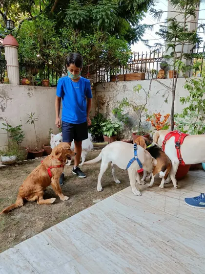 The birthday boy Pablo and his friends enjoying some special treats during his party.