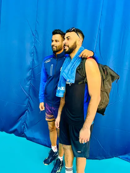 With French volleyball star and Olympic MVP Earvin Ngapeth. Watching and learning from players who have reached the pinnacle of the sport is essential for my own development as a coach.