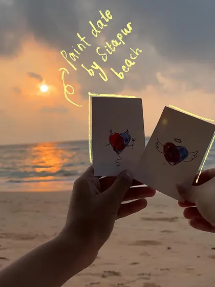 A paint date by Sitapur beach at sunset. I can even add doodles to photos of your own art to create a meta-masterpiece.