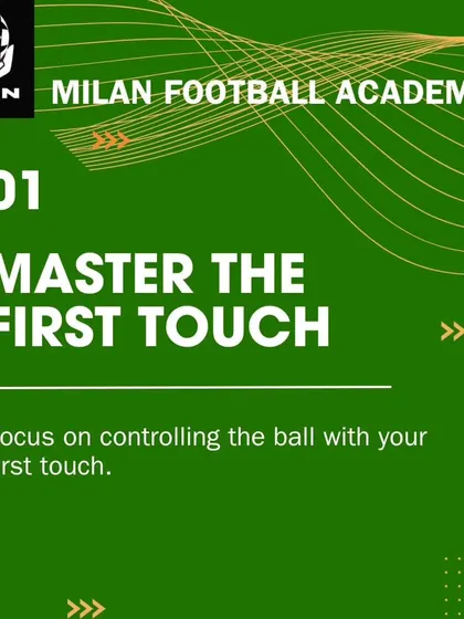 The first essential tip is mastering the first touch. This graphic explains the importance of controlling the ball effectively as soon as you receive it, a core skill we drill in our sessions.