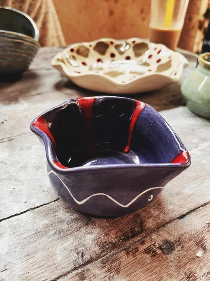 Look at this absolutely beautiful collection from two students who just completed their beginner's course. From a quirky coiled mug to patterned plates and wheel-thrown bowls, their creativity and joy shine through each piece.
