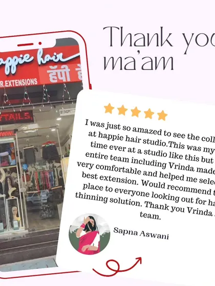 I was so happy to read this review from Sapna Aswani. It was her first time in a studio like this, and my team and I made sure she felt comfortable and helped her select the best extension.