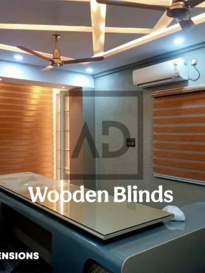 For this modern office space, the client wanted a sleek look with flexible light control. I recommended and installed these wooden finish zebra blinds, which allow for precise adjustments to manage glare and privacy throughout the day.