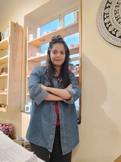 A little peek into my world. I'm the one behind the brand, standing here in my studio, surrounded by the ingredients and ideas that bring Bath & Being to life.