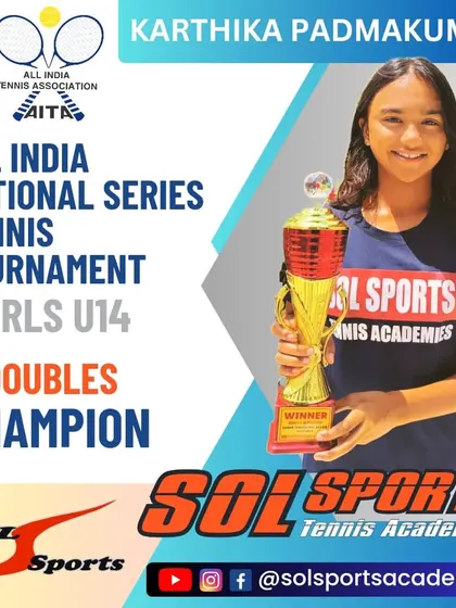 Congratulations to Karthika Padmakumar for clinching the doubles title at the U14 AITA National Series tennis tournament. Her hard work and skill continue to bring success.