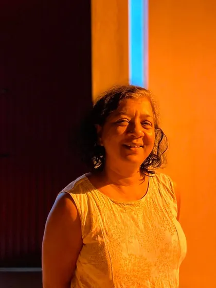 (Duplicate of 47) The use of color and light in this portrait of the artist in her home highlights how the built environment can enhance and reflect the personality of those who live within it.