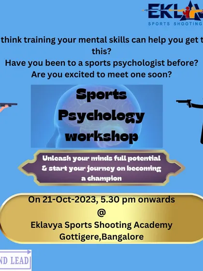 An announcement for our Sports Psychology workshop, inviting shooters to unleash their mind's full potential. Mental conditioning is a core part of our curriculum.