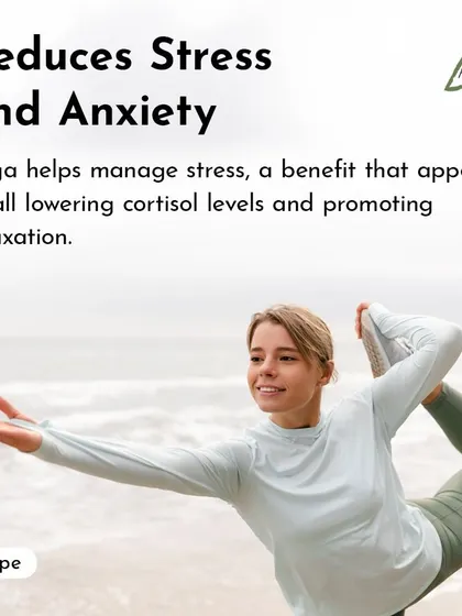 Yoga helps manage stress by lowering cortisol levels and promoting relaxation, a benefit that appeals to all.