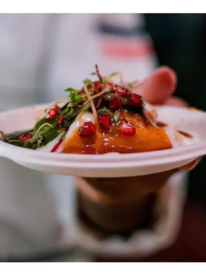 Another look at our modern chaat presentation, a perfect blend of tangy, spicy, and sweet flavours served in an elegant, easy-to-eat format.