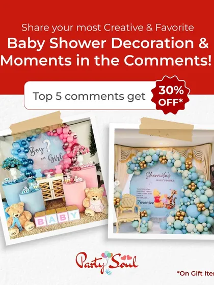 I love decorating for baby showers. This was a contest I ran, showcasing two different styles: a "Boy or Girl" gender reveal and a sweet Winnie the Pooh theme.