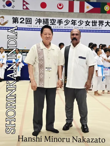 Our connection to the roots of karate is direct and personal. Here I am with Hanshi Minoru Nakazato, the world chairman of our style, in Okinawa. We ensure that what we teach in India is the same authentic Shorin-ryu karate taught in Japan.