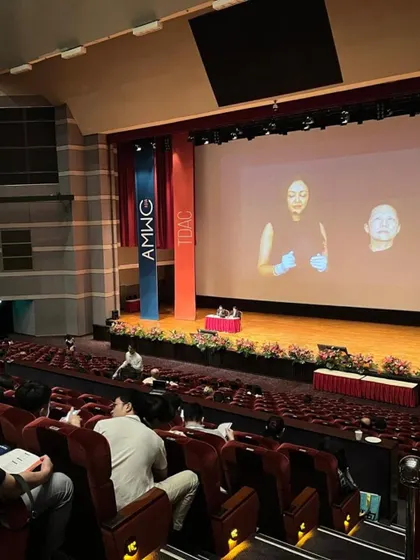 A view from the audience during one of my presentations at AMWC Taipei. Sharing my work and learning from others is what fuels my passion.