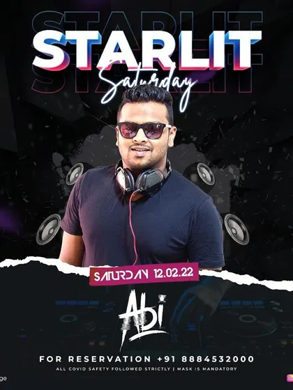 A "Starlit Saturday" poster where the focus was on Electronic Dance Music (EDM), showing my ability to handle genre-specific events.