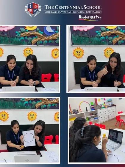 Teaching shapes and colors through the screen. We use a variety of visual aids and interactive techniques to make our online learning programs effective and fun for preschoolers.