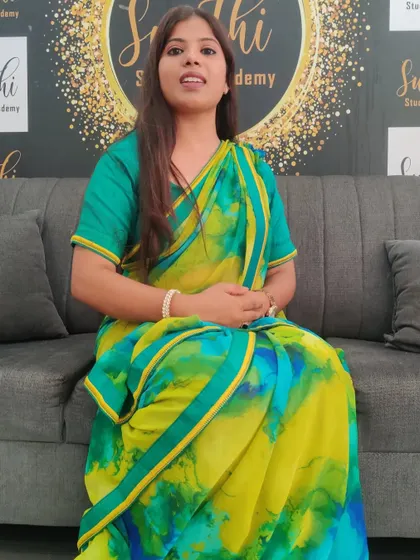 Taking a moment in my studio. This vibrant tie-dye saree is perfect for showcasing a simple, elegant drape.