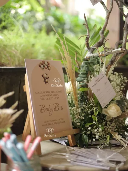 A close-up of the wishing tree station, a beautiful way to collect loving messages.