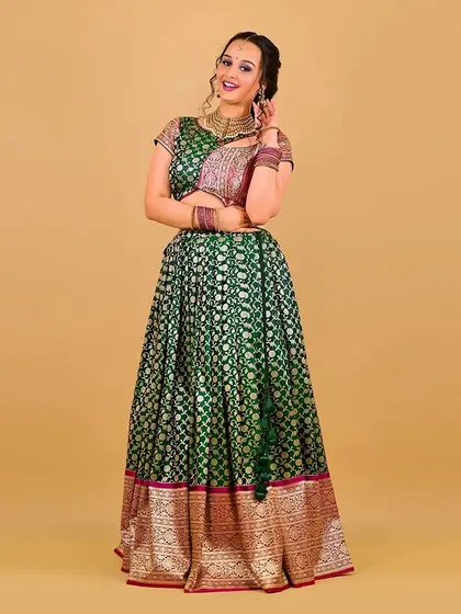 A duplicate of 123, this full-length shot shows the entire traditional ensemble and how the makeup completes the look.