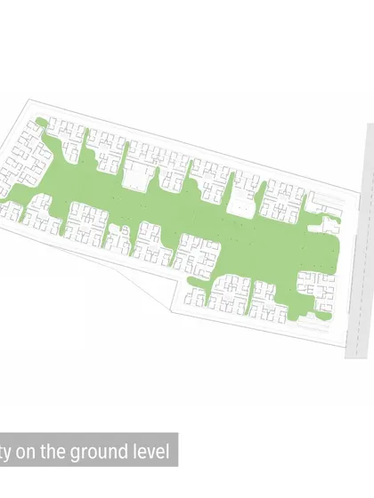 This diagram highlights the "porosity" on the ground level, showing how we designed the building to be open and accessible, allowing for free movement and ventilation.