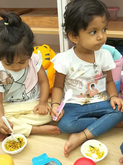 Each activity, from making Bhel Puri and toast to plucking methi leaves and exploring what floats, is a lesson in itself. These practical life and sensorial activities are central to the Montessori method, helping children develop fine motor skills, concentration, and a deep understanding of the world through their own actions.