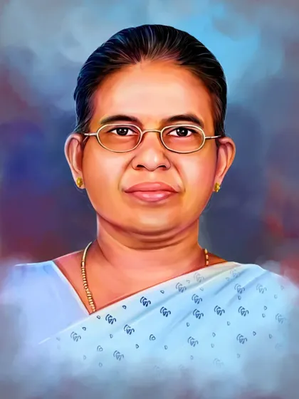 A birthday gift portrait of a mother, painted digitally with a vibrant, colorful background to make it extra special.