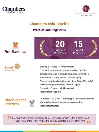 A summary of our firm's practice rankings in the Chambers Asia-Pacific 2025 guide, with Band 1 rankings for Dispute Resolution, Arbitration, Restructuring/Insolvency, and White-Collar Crime.