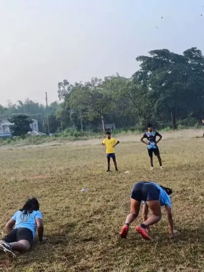 Rise and shine with rugby. Young athletes from our partner academy in Mayurbhanj start their morning with practice, building discipline, teamwork, and a love for the game with every pass and tackle.