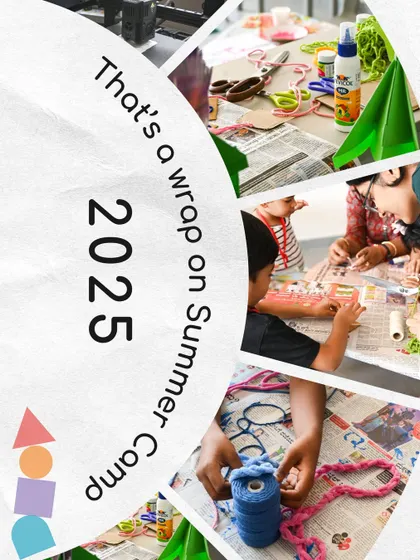 That's a wrap on Summer Camp 2025! This collage of creative moments, from crafting with yarn to working with paper, encapsulates the hands-on, artistic spirit of our program.