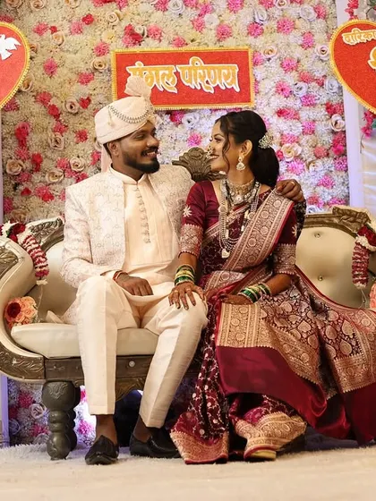 Another lovely shot of the happy couple. The bride's makeup is designed to last throughout the day, looking fresh and beautiful from the ceremony to the reception.
