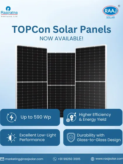 Our TOPCon Solar Panels are now available, offering up to 590 Wp and excellent low-light performance. The durable glass-to-glass design ensures a higher energy yield and a longer lifespan for your system.
