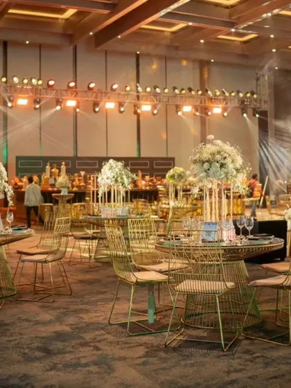 Another view of the guest seating area at the glamorous Sangeet.